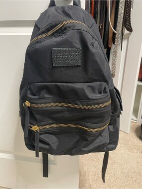 Marc By Marc Jacobs Black Nylon Backpack with Gold Hardware